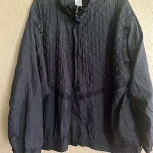 Black Crinkled Windbreaker Jacket